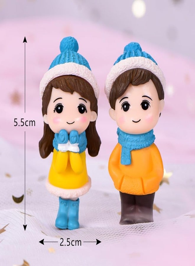 KTrading Winter Couple Doll Miniature Figurine | Romantic Boy & Girl Showpiece for Wedding Decor, Cake Decoration & Home Display | Size 5.5 x 2.5 cm | - Image 2